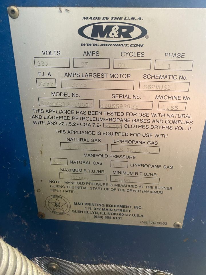 M&R Sprint 2000 Gas Dryer Gotta move