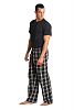Black and White Plaid Flannel Unisex Pajama Pants-zyn_blank_menpajamapants_3quarter_full_blackwhite.png