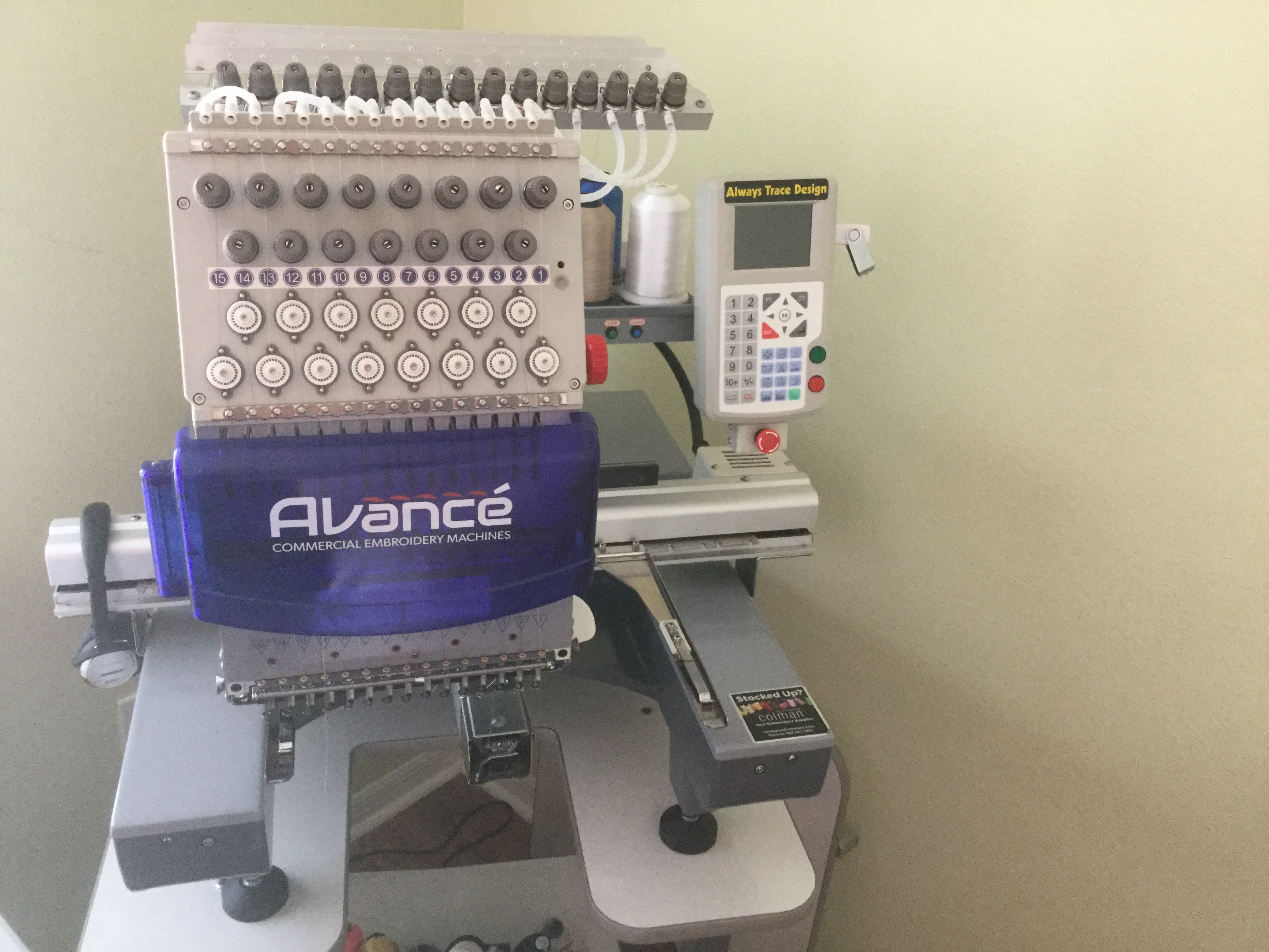swf 15 needle embroidery machine barely used with hoops
