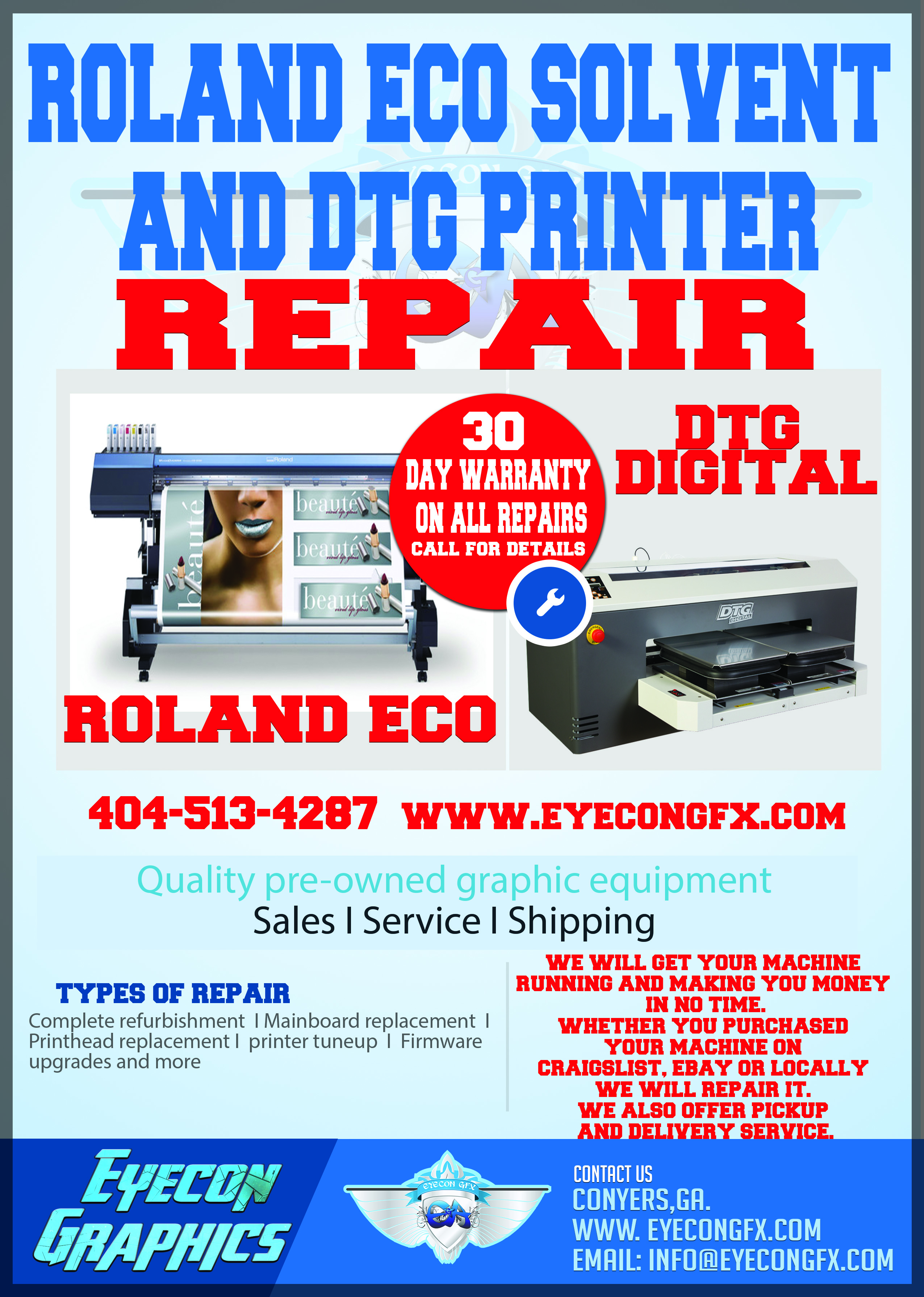 Roland and DTG printer repair