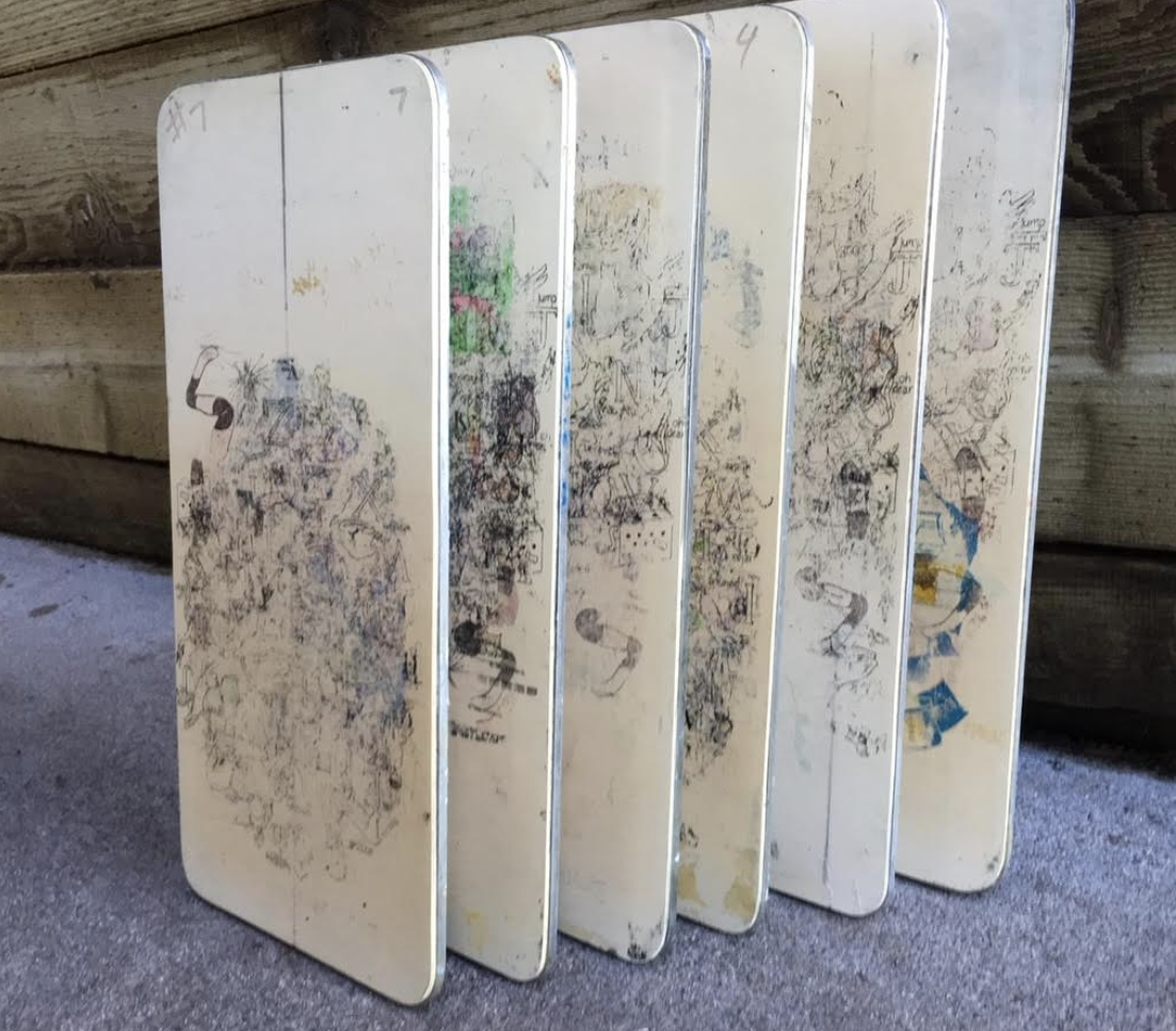 M & R misc. pallets/ squeegee/flood bars /Ink pumps